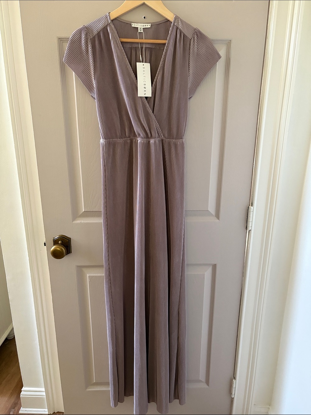 Baltic Born Dusty Mauve Pleated Wrap Maxi Dress